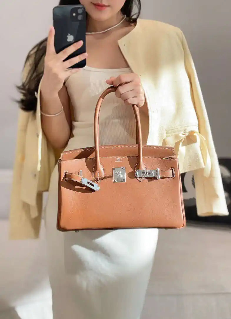 Hermes Shoulder Birkin 29 Etoupe Evercolor Palladium Hardware H92203