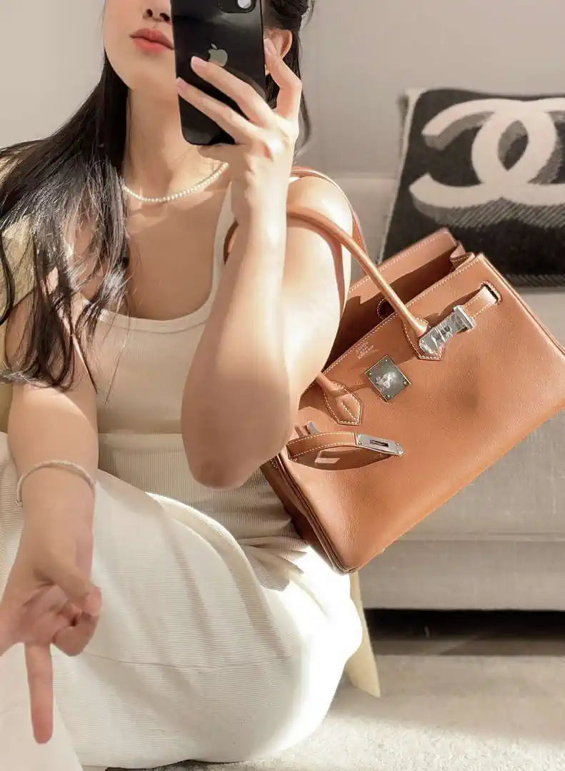 Hermes Shoulder Birkin 29 Etoupe Evercolor Palladium Hardware H92203