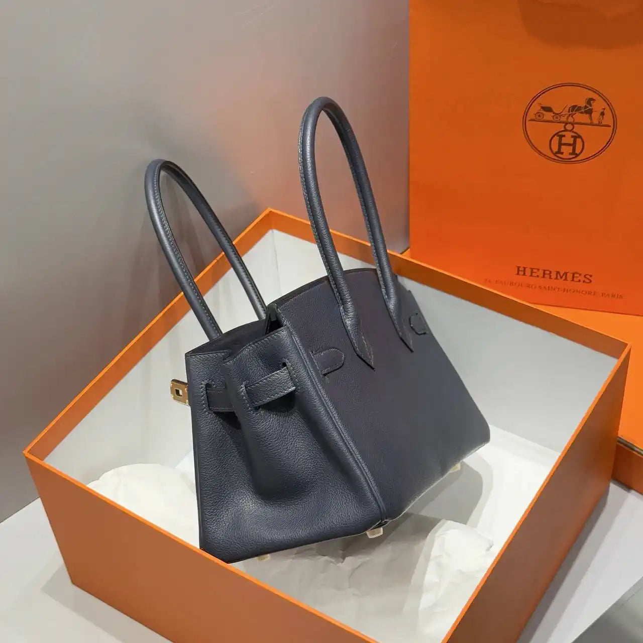 Hermes Shoulder Birkin 29 Etoupe Evercolor Palladium Hardware H92213