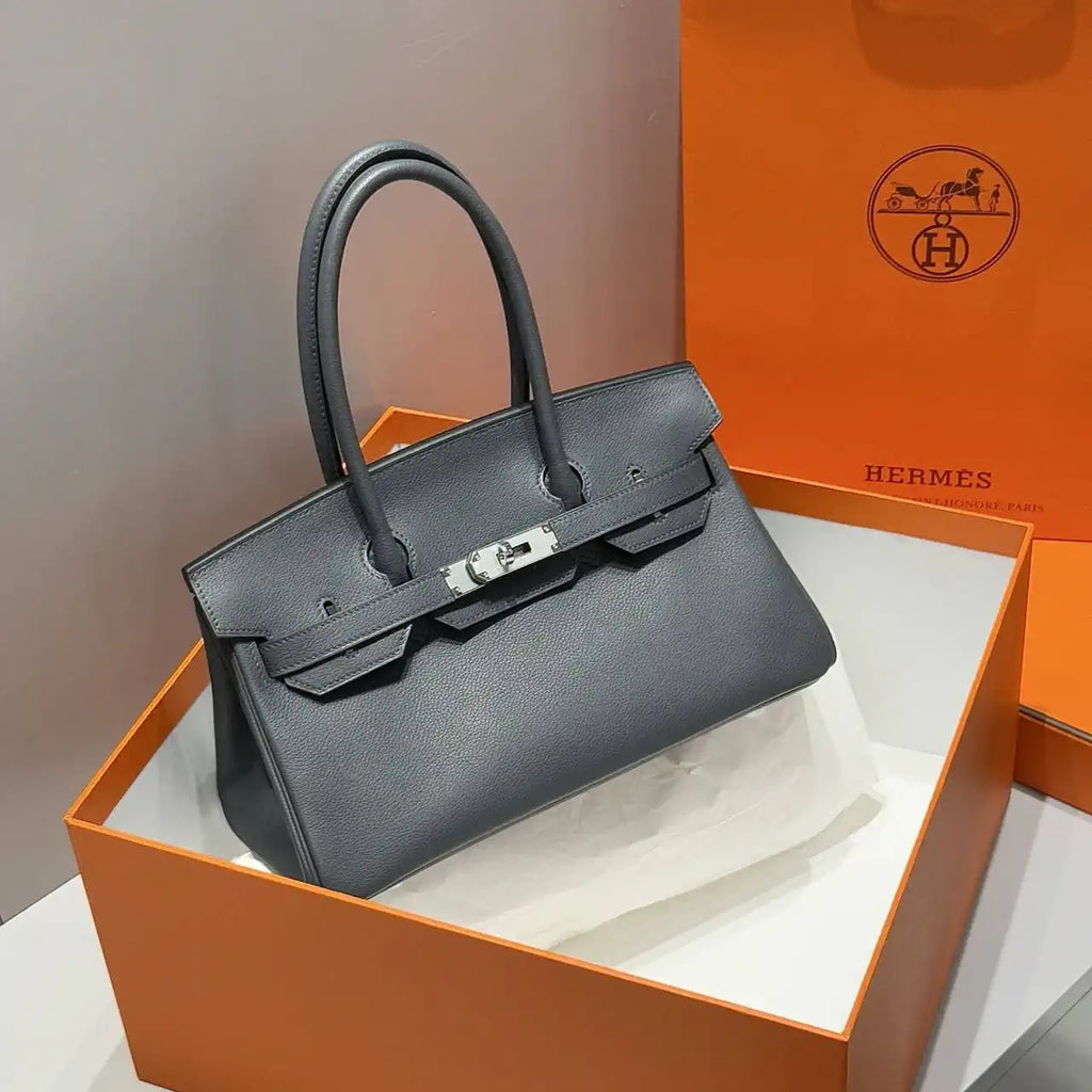 Hermes Shoulder Birkin 29 Etoupe Evercolor Palladium Hardware H92214 Gray