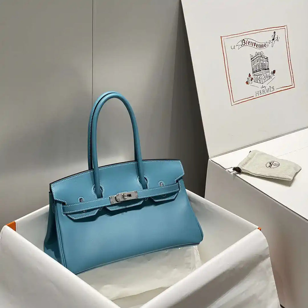 Hermes Shoulder Birkin Light 29 Blue Evercolor Palladium Hardware H92201