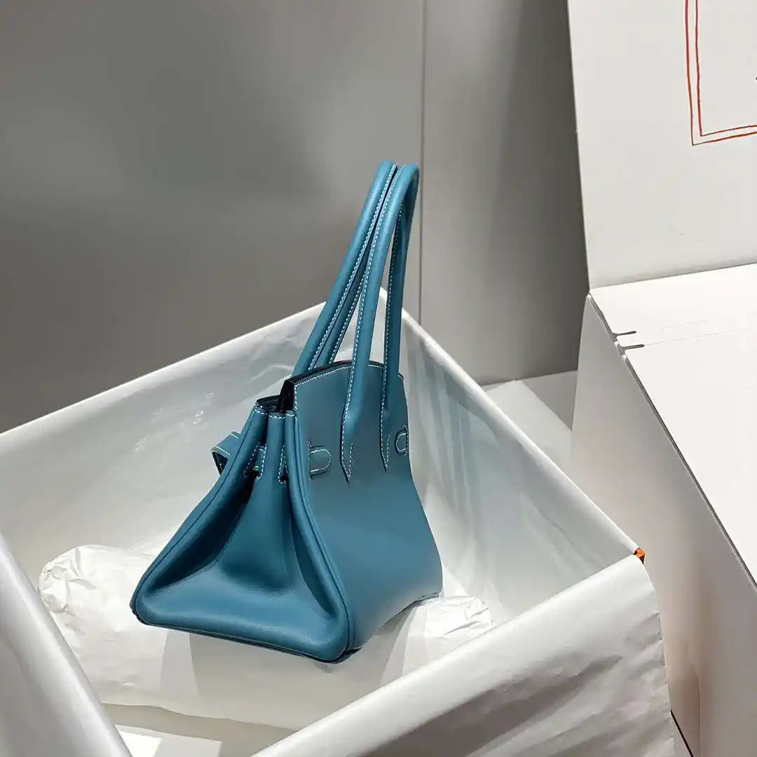 Hermes Shoulder Birkin Light 29 Blue Evercolor Palladium Hardware H92201