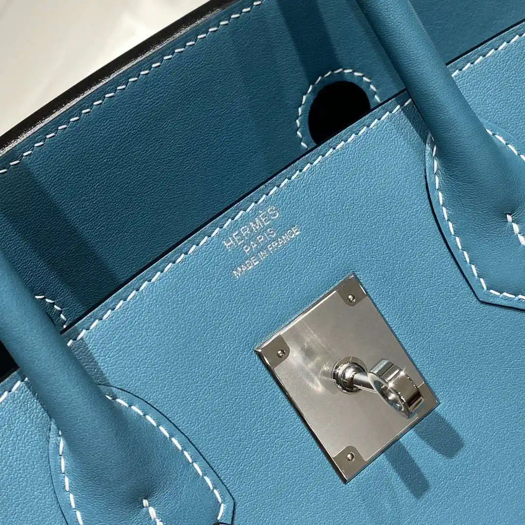 Hermes Shoulder Birkin Light 29 Blue Evercolor Palladium Hardware H92201