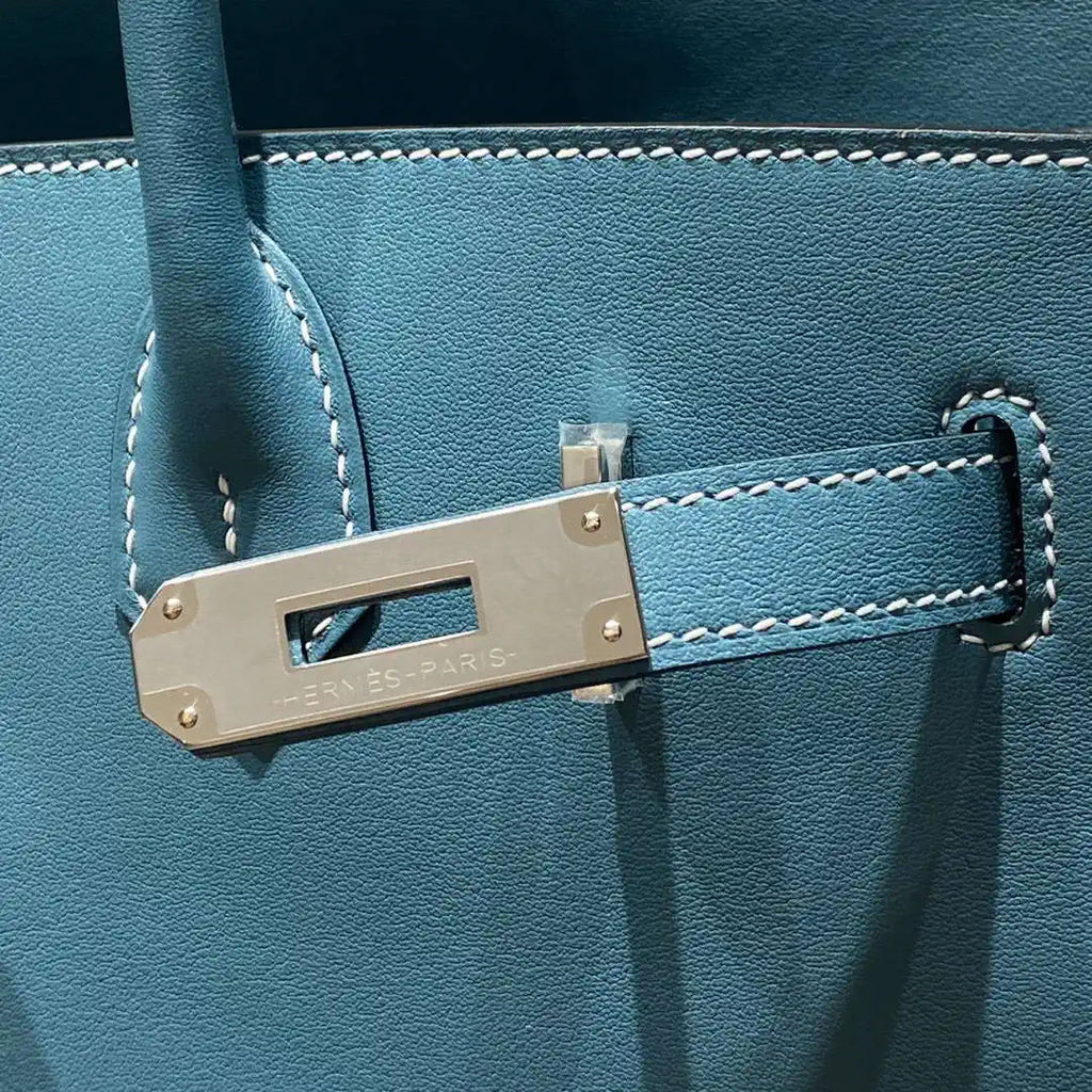 Hermes Shoulder Birkin Light 29 Blue Evercolor Palladium Hardware H92201