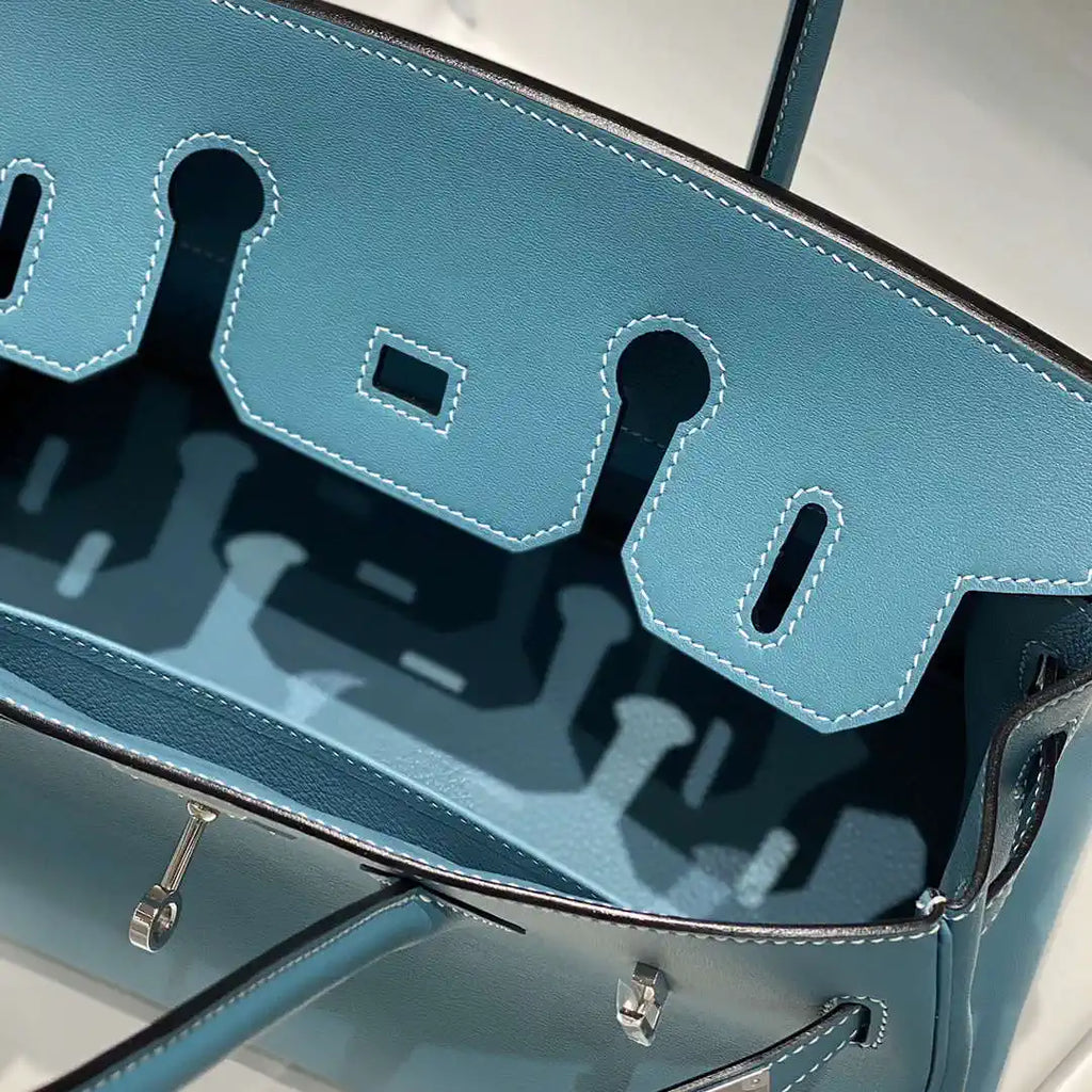 Hermes Shoulder Birkin Light 29 Blue Evercolor Palladium Hardware H92201