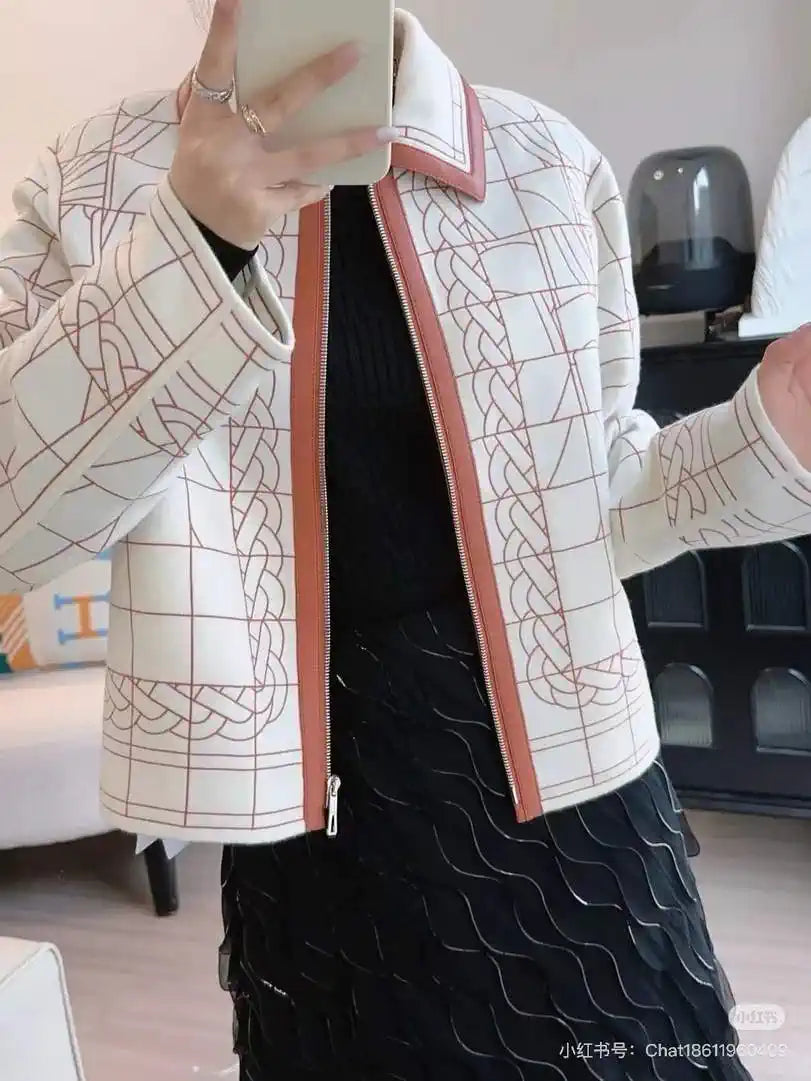 Hermes Women cashmere coat with leather H33360