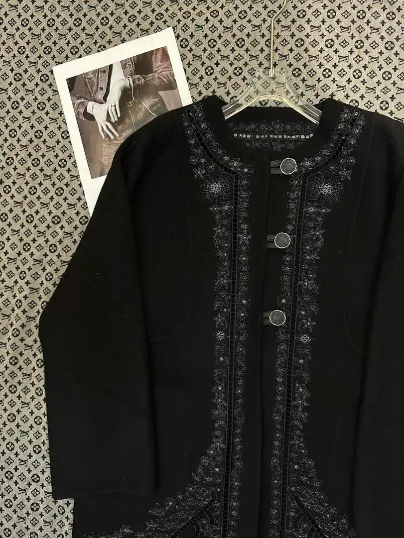 Hermes Women Double-faced cashmere embroidery pattern Coat H33334