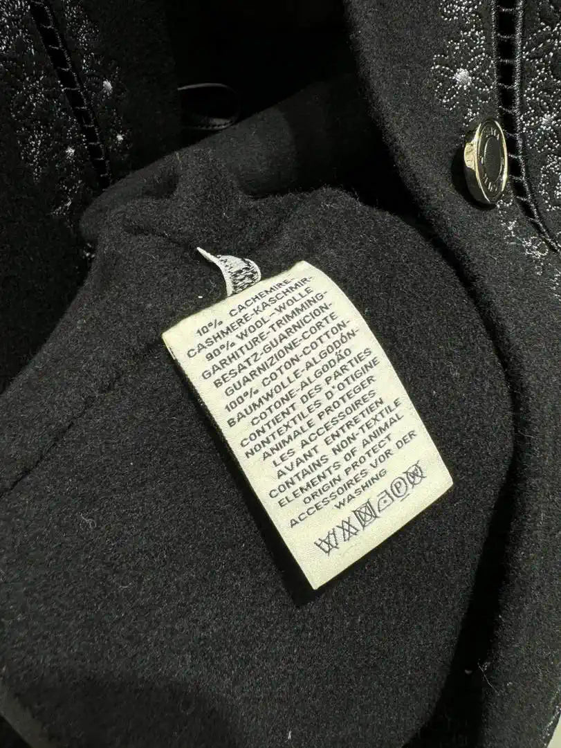 Hermes Women Embroidered hollow double-faced cashmere mid-length coat H33360