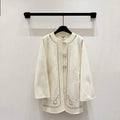 Hermes Women Embroidered hollow double-faced cashmere mid-length coat H33361