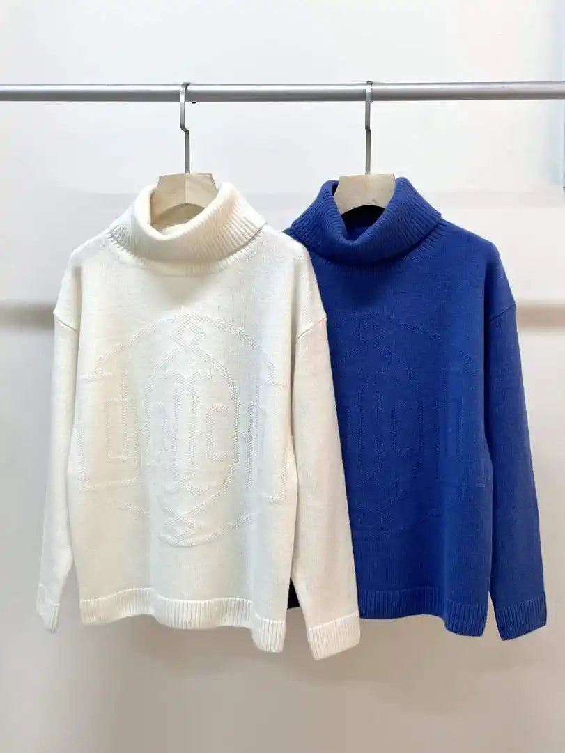 Hermes Women Hermes embossed pattern turtleneck sweater H33352