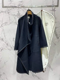 Hermes Women Loose-fitting cashmere coat with leather and rivet H33348