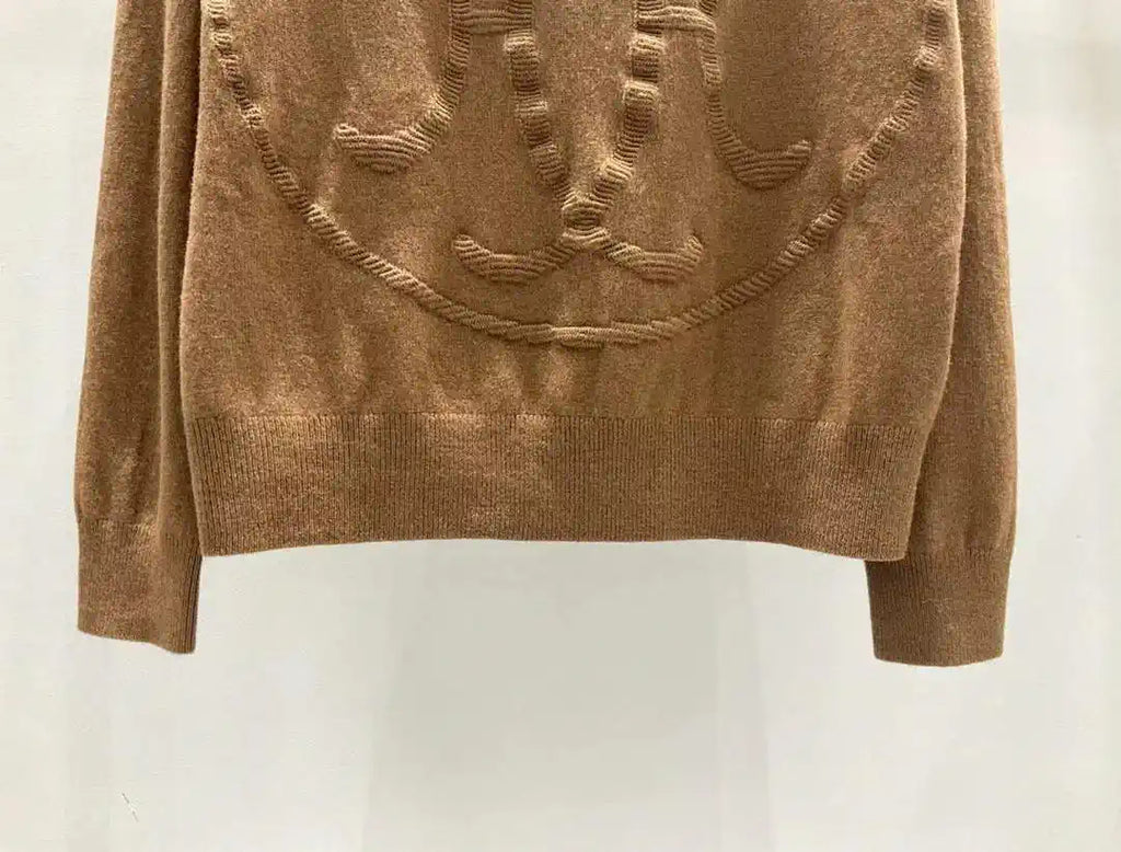 Hermes Women Medallion knitted long-sleeved cashmere pullover sweater H33353