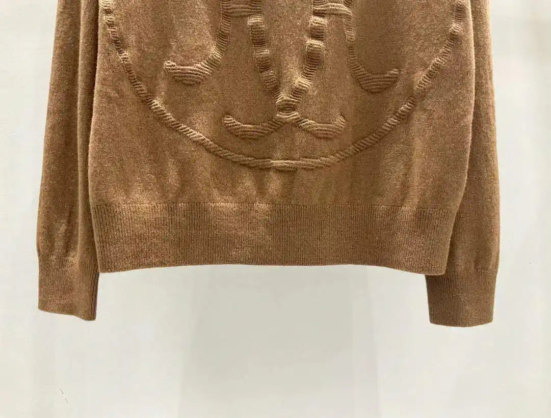Hermes Women Medallion knitted long-sleeved cashmere pullover sweater H33353