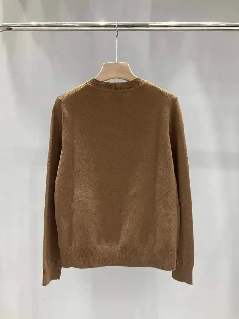 Hermes Women Medallion knitted long-sleeved cashmere pullover sweater H33353