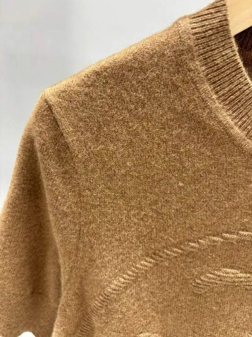 Hermes Women Medallion knitted Short-sleeved cashmere pullover sweater H33354