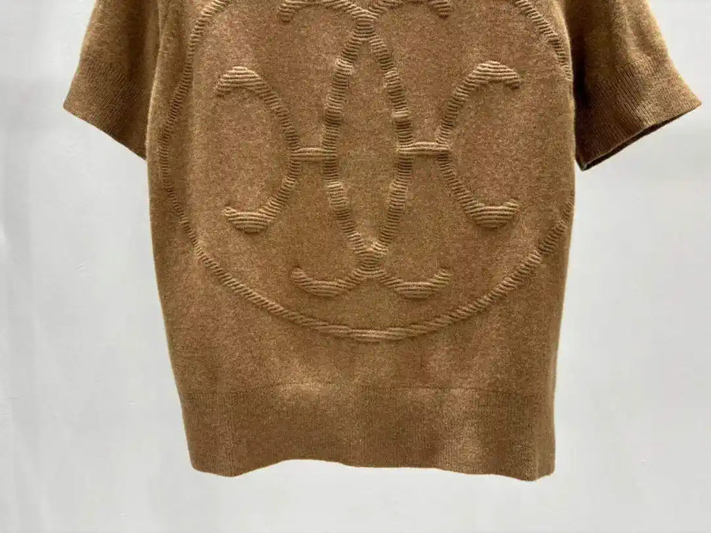 Hermes Women Medallion knitted Short-sleeved cashmere pullover sweater H33354
