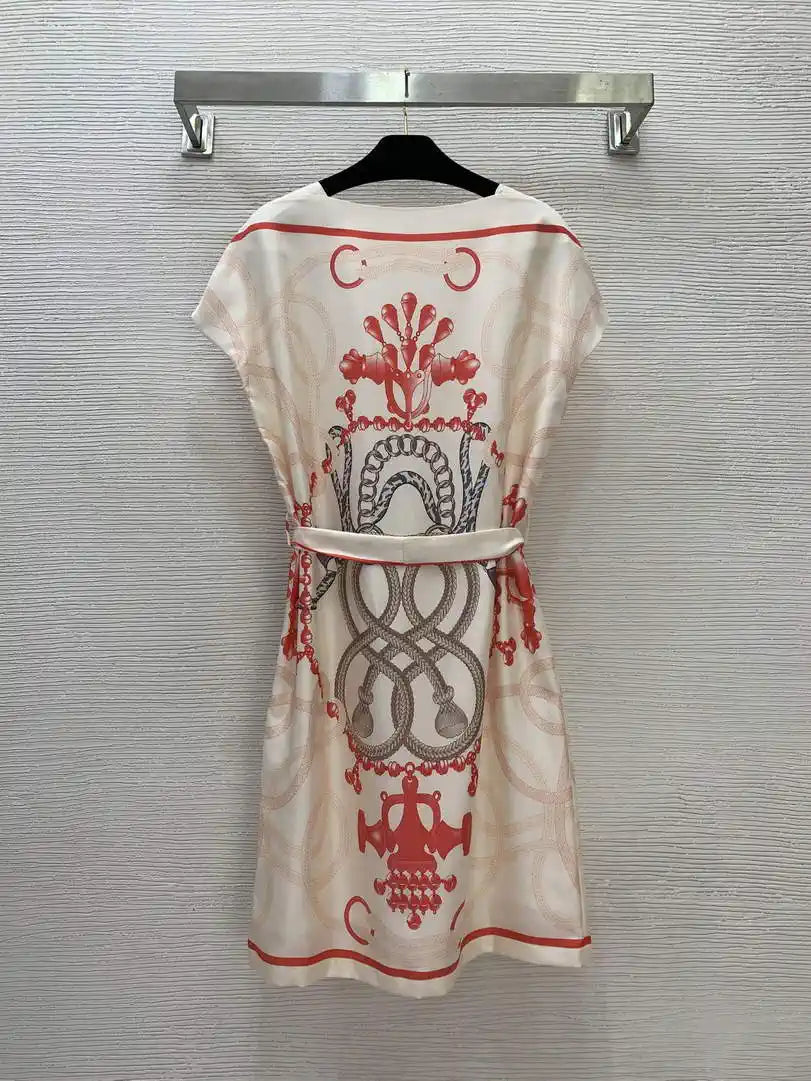 Hermes Women Mulberry silk rope loop pattern print H77205