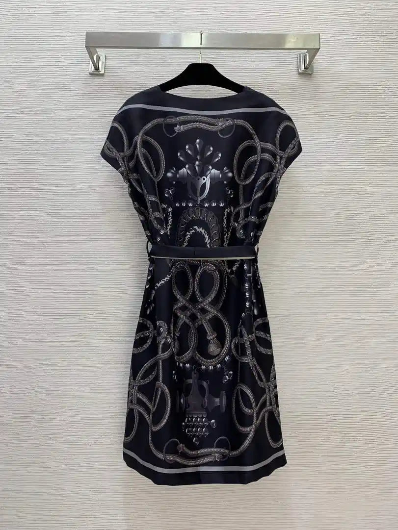 Hermes Women Mulberry silk rope loop pattern print H77205