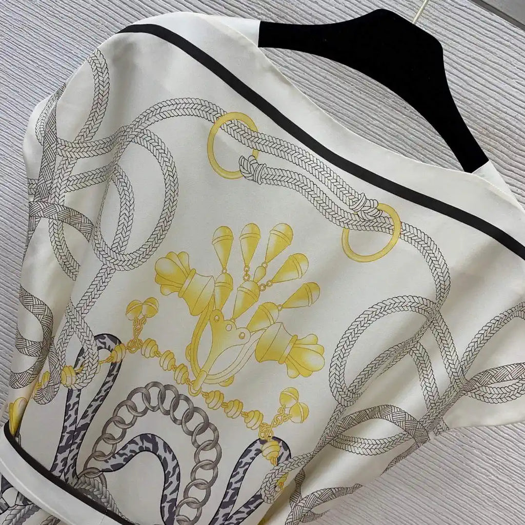 Hermes Women Mulberry silk rope loop pattern print H77205