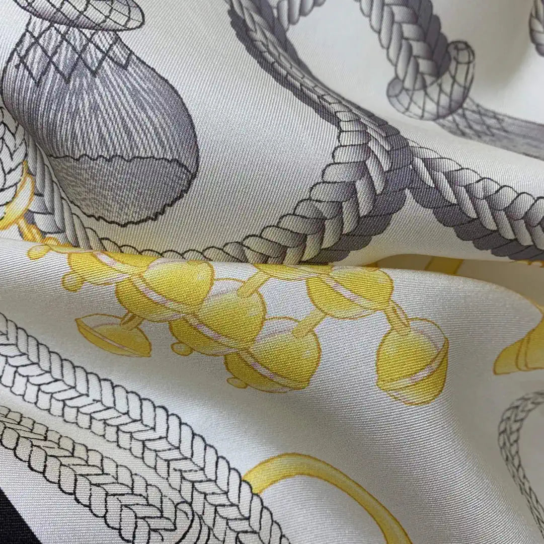 Hermes Women Mulberry silk rope loop pattern print H77205