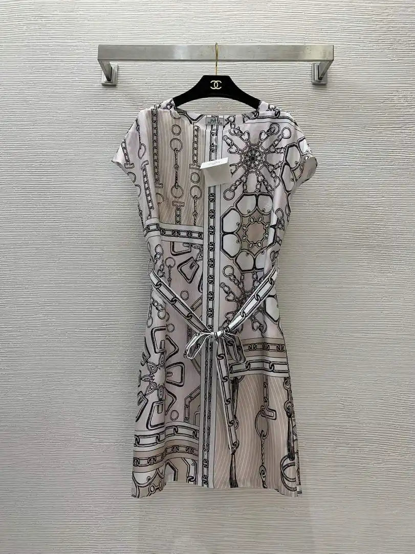 Hermes Women Mulberry silk rope loop pattern print H77206