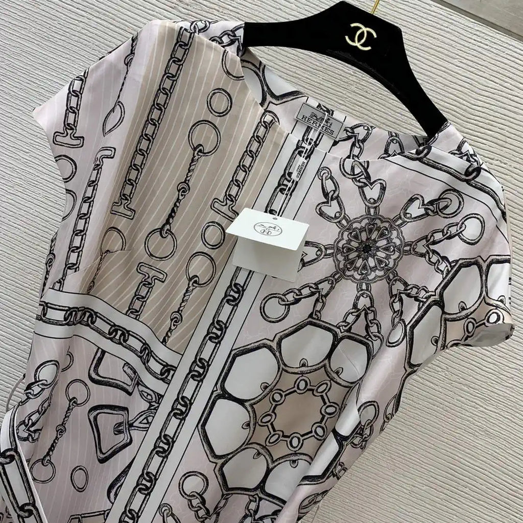 Hermes Women Mulberry silk rope loop pattern print H77206