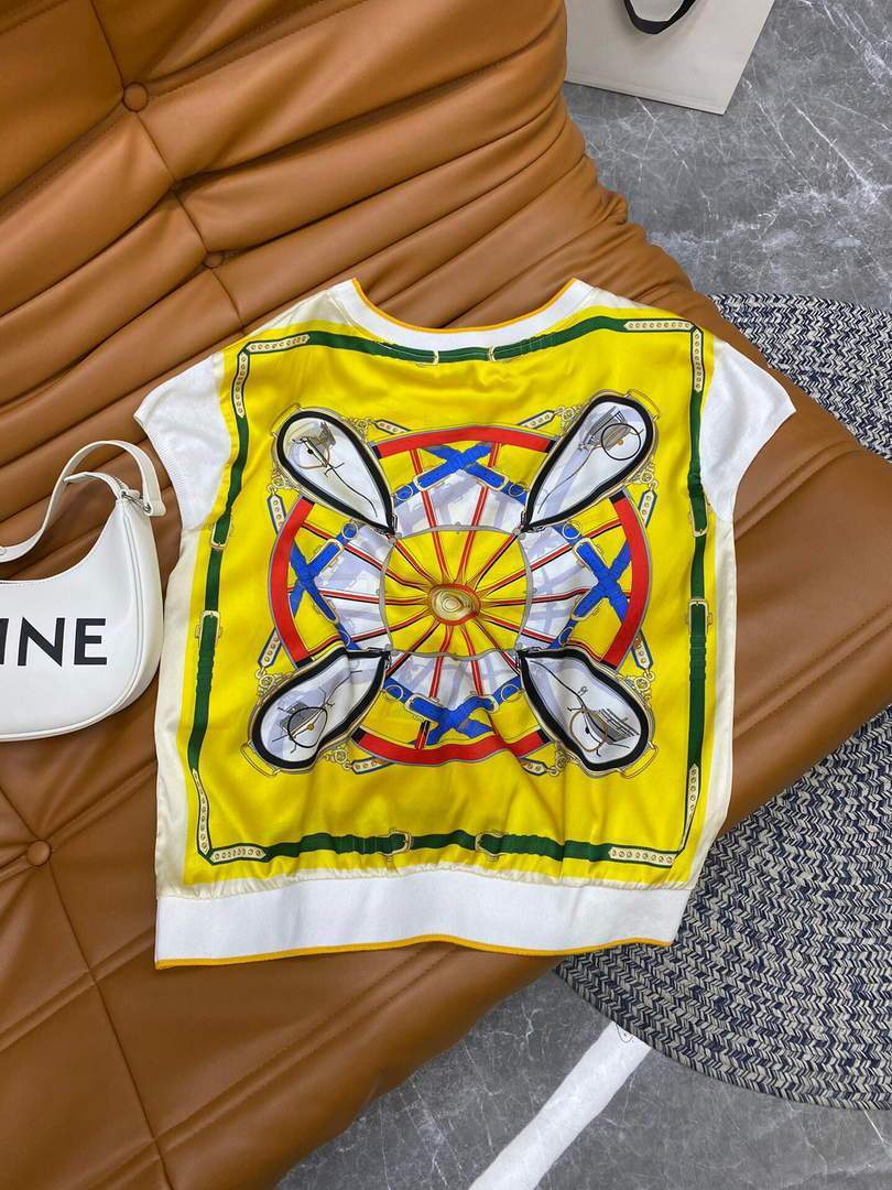 Hermes Women¡¯s Silk Shirts Designer Hermes Clothing Yellow 38088