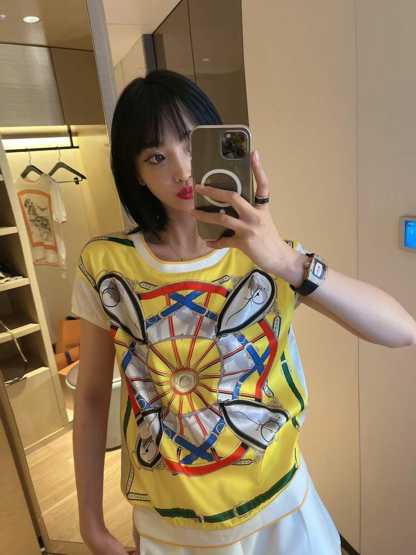 Hermes Women¡¯s Silk Shirts Designer Hermes Clothing Yellow 38088