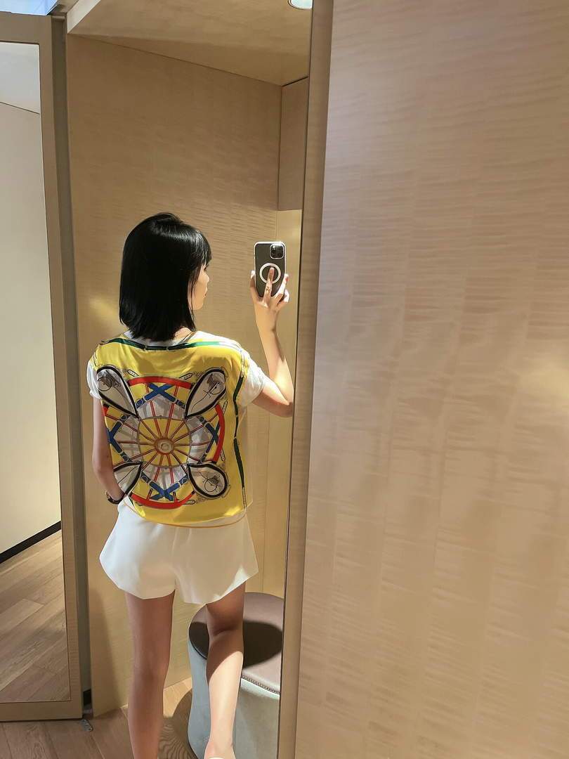 Hermes Women¡¯s Silk Shirts Designer Hermes Clothing Yellow 38088