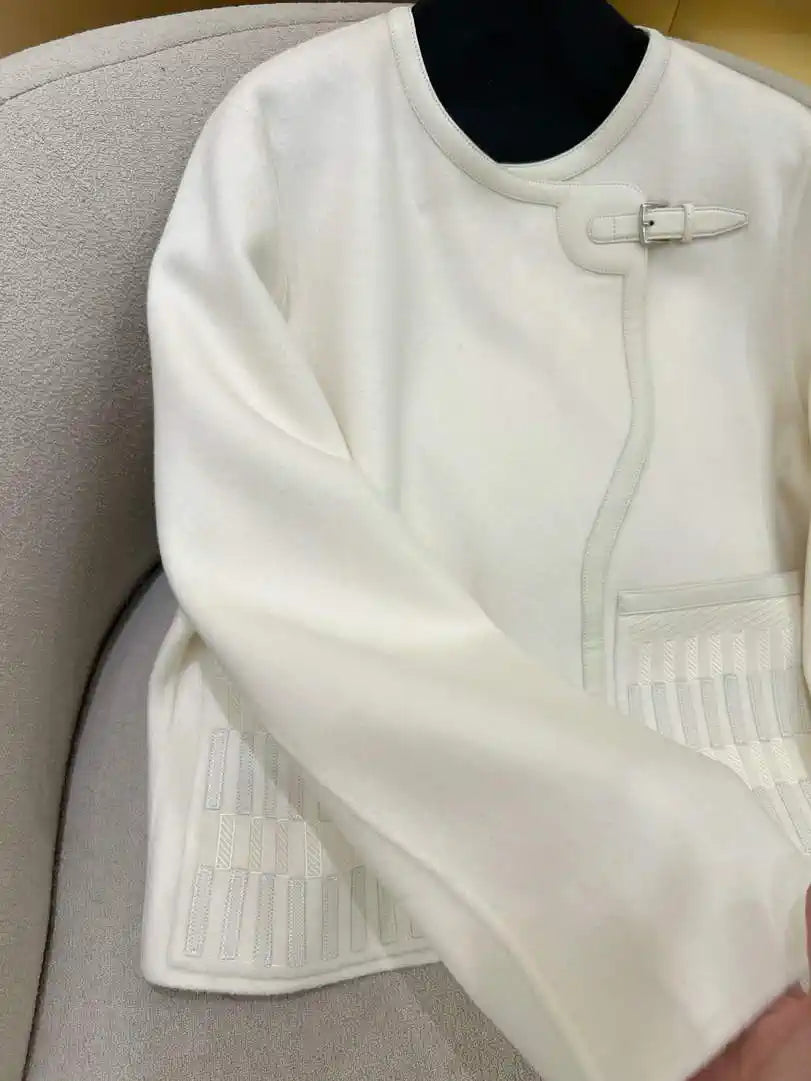 Hermes Women Cashmere and leather embroidery H33361