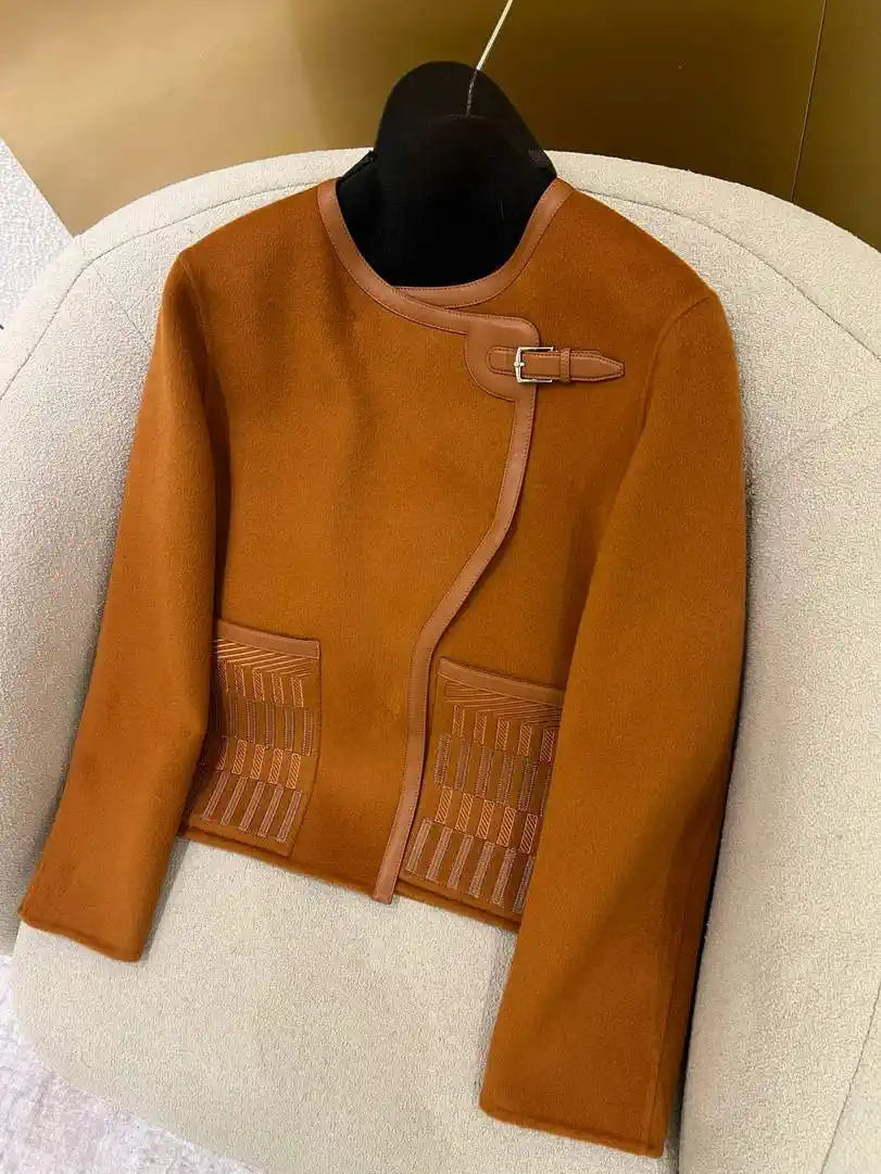 Hermes Women Cashmere and leather embroidery H33362