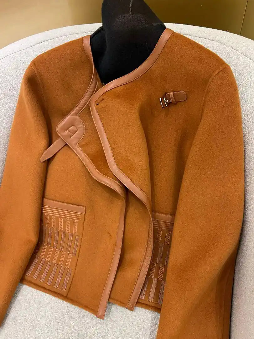 Hermes Women Cashmere and leather embroidery H33362