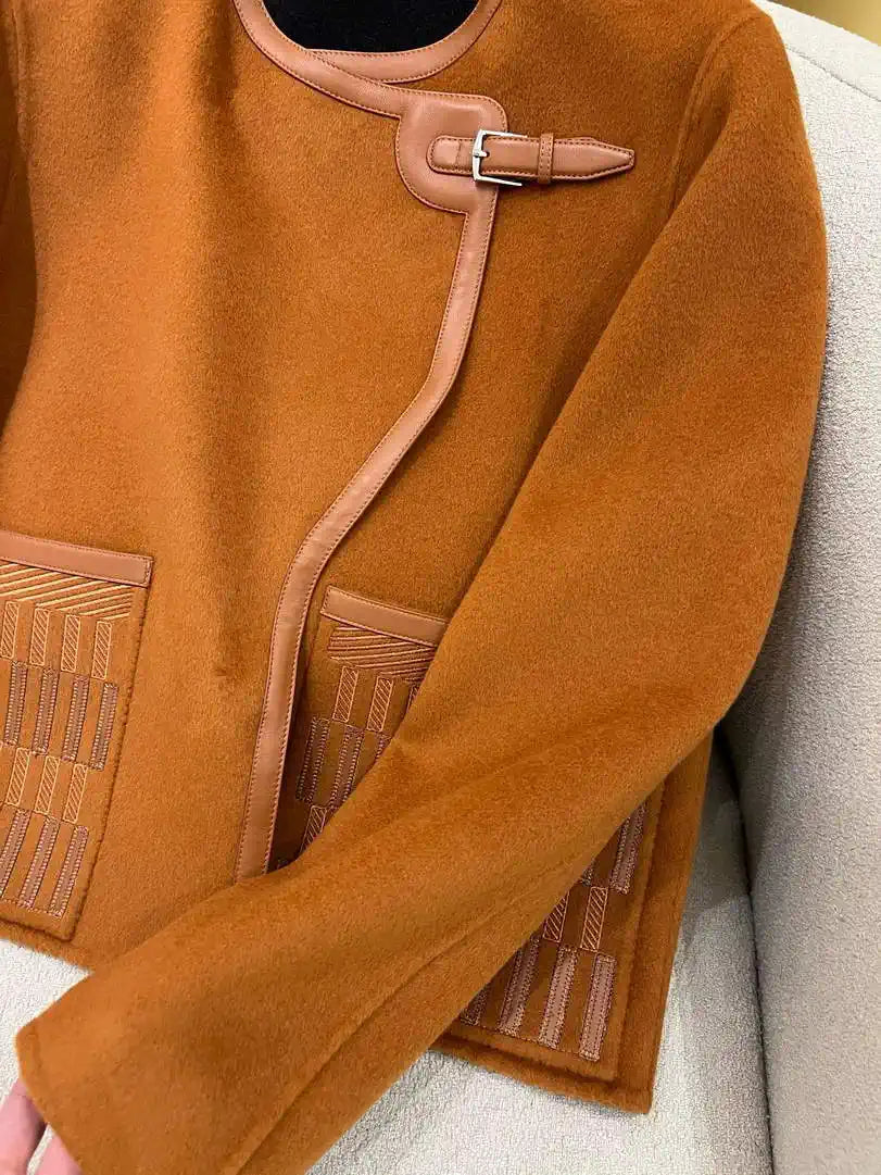 Hermes Women Cashmere and leather embroidery H33362