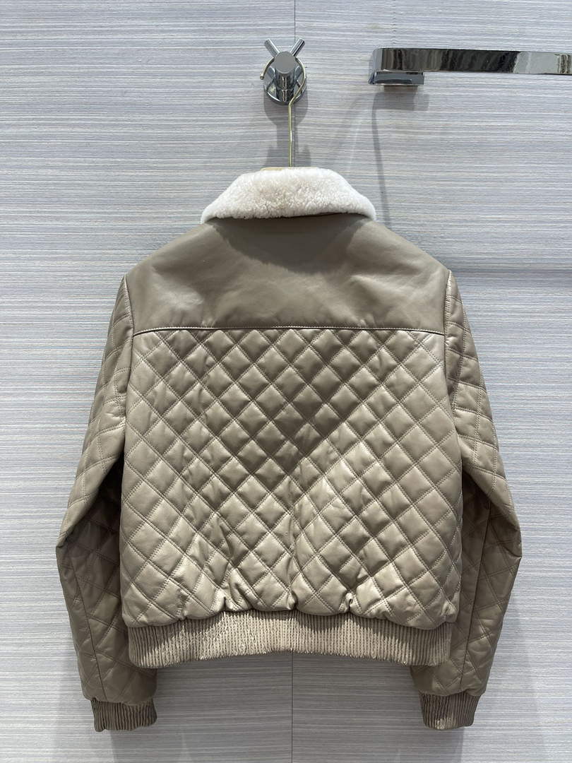 Hermes Women's Fashion Clothing Embossed Leather Jacket H33259