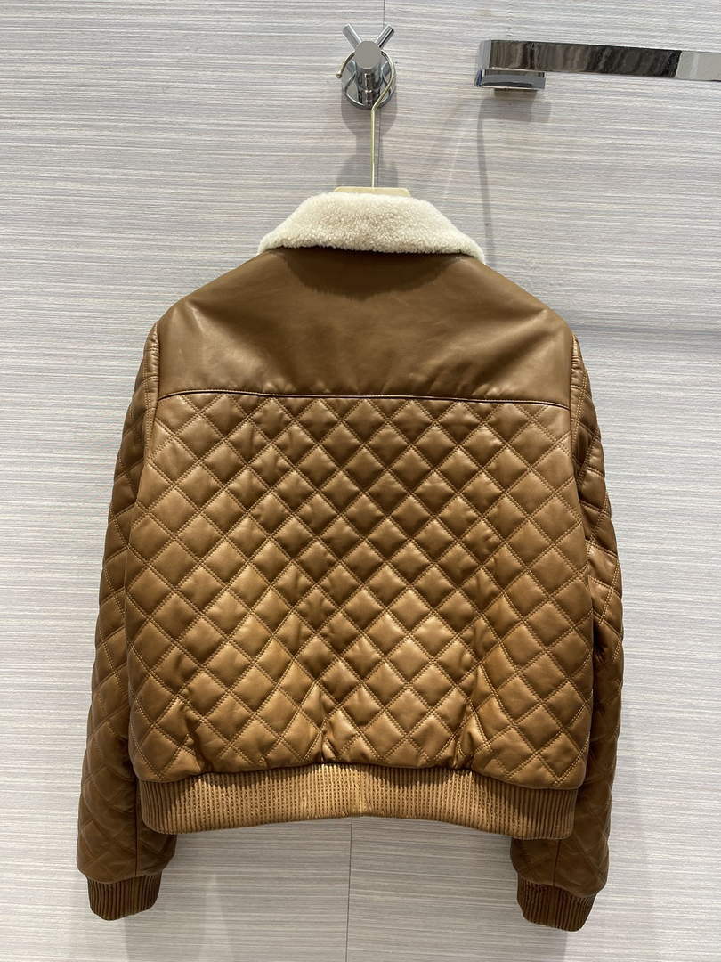Hermes Women's Fashion Clothing Embossed Leather Jacket H33260