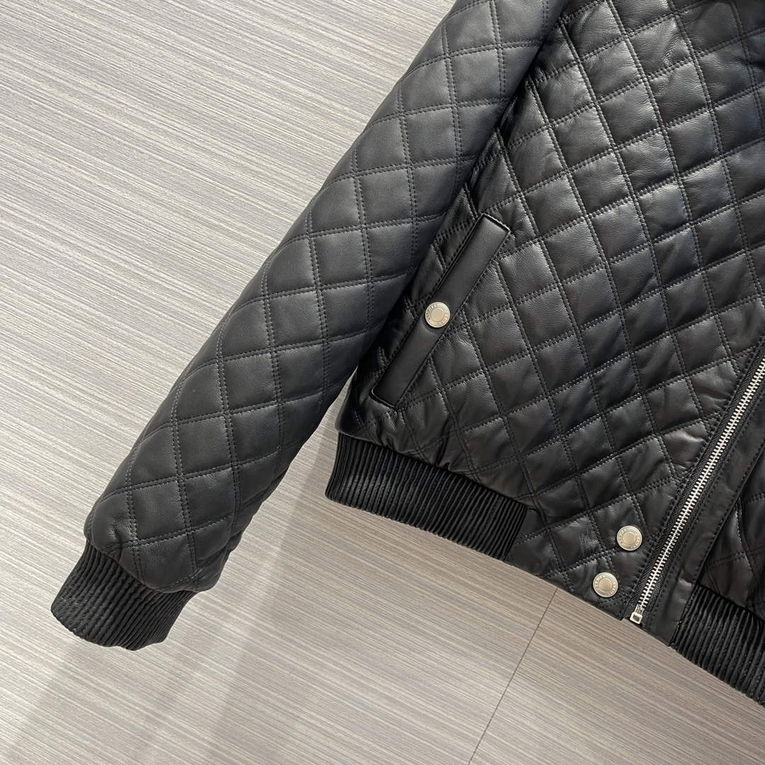 Hermes Women's Fashion Clothing Embossed Leather Jacket H33261