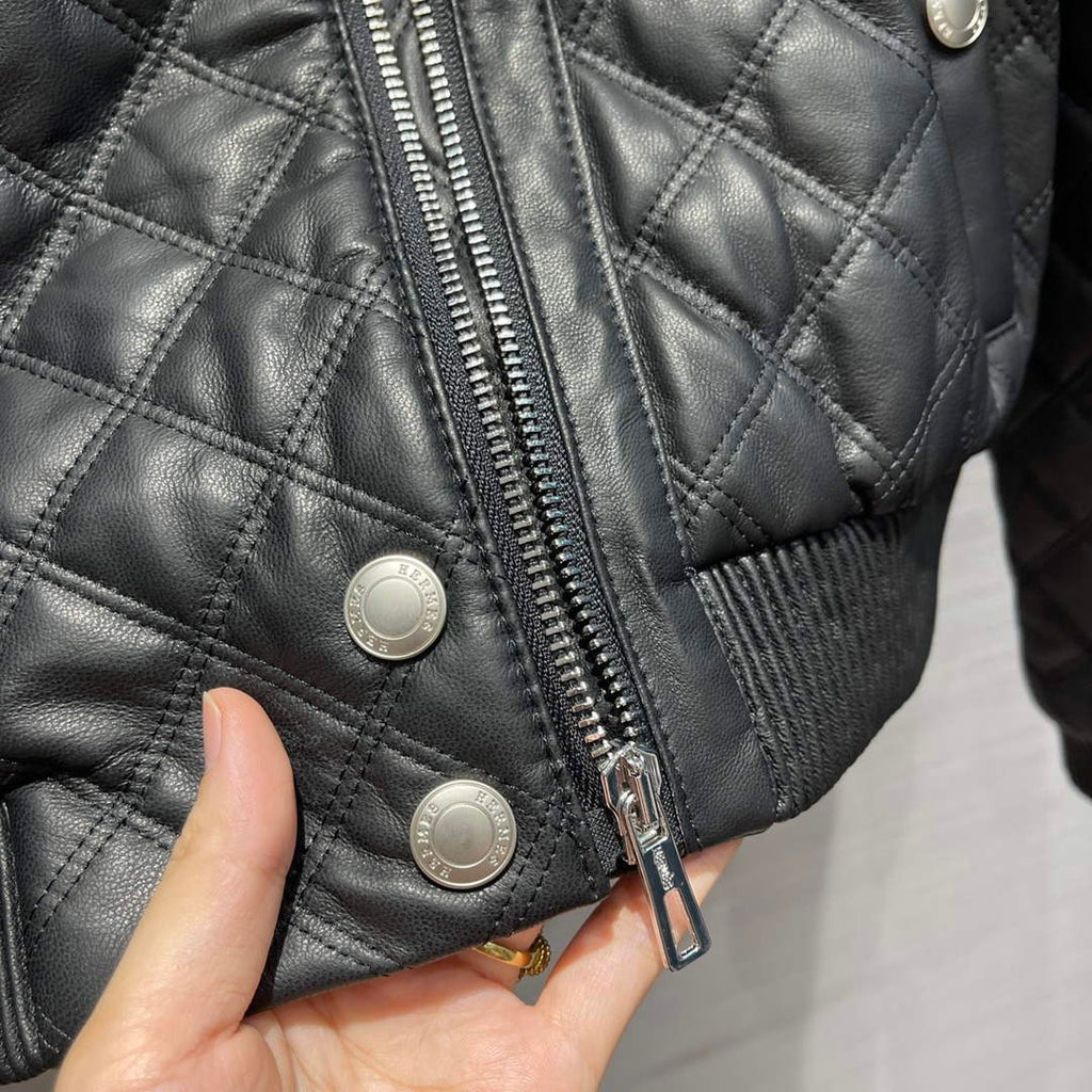 Hermes Women's Fashion Clothing Embossed Leather Jacket H33261