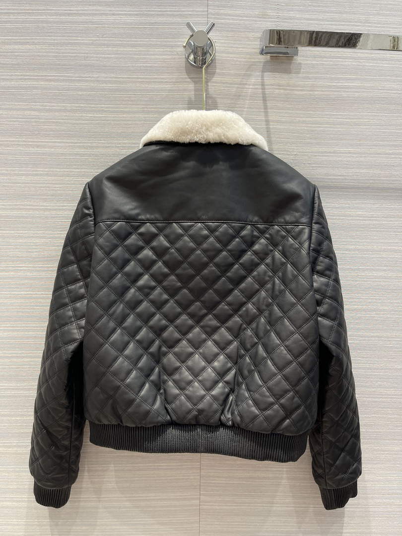 Hermes Women's Fashion Clothing Embossed Leather Jacket H33261
