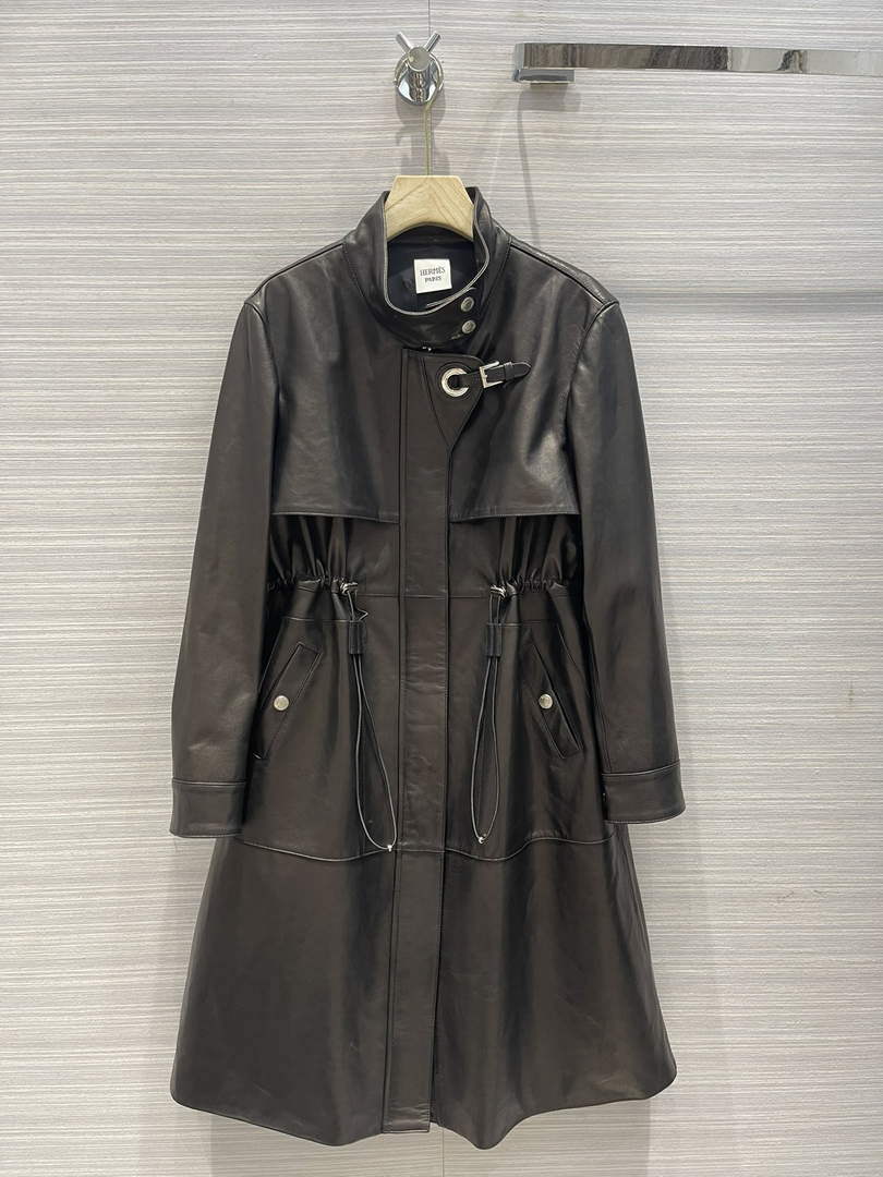 Hermes Women's Fashion Clothing Sheepskin Long Trench Coat H33258