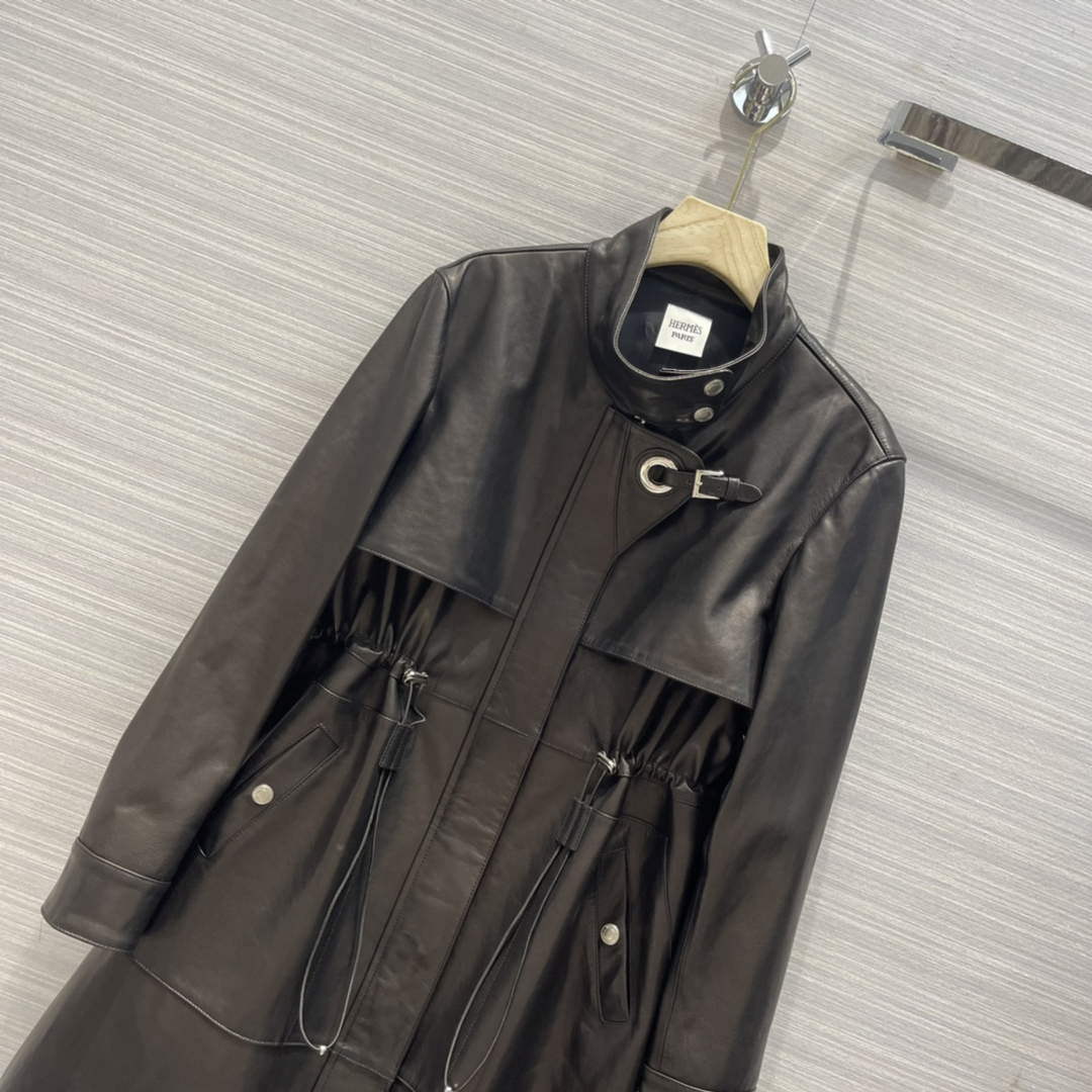 Hermes Women's Fashion Clothing Sheepskin Long Trench Coat H33258