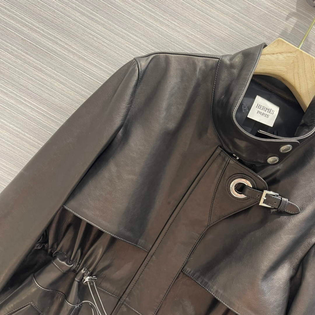 Hermes Women's Fashion Clothing Sheepskin Long Trench Coat H33258