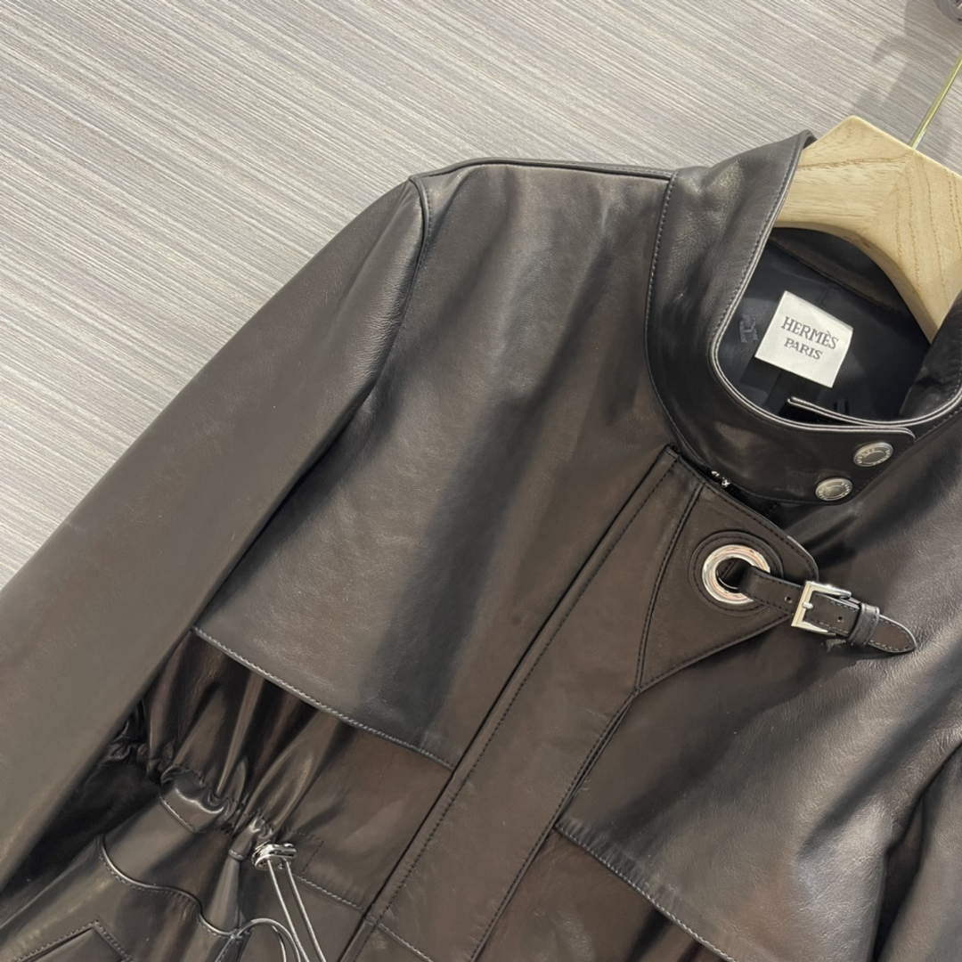 Hermes Women's Fashion Clothing Sheepskin Long Trench Coat H33258