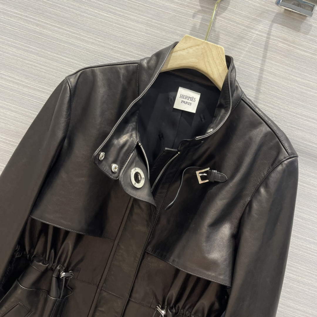 Hermes Women's Fashion Clothing Sheepskin Long Trench Coat H33258
