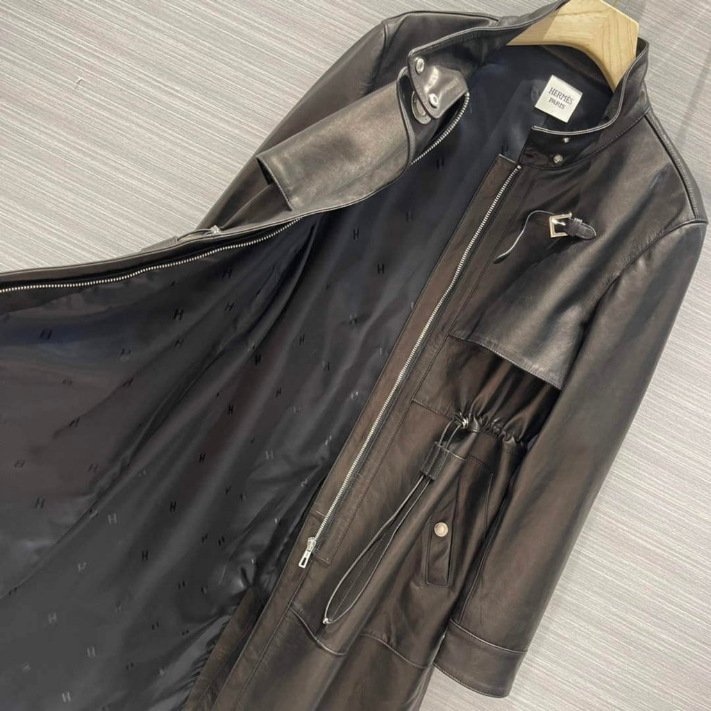 Hermes Women's Fashion Clothing Sheepskin Long Trench Coat H33258