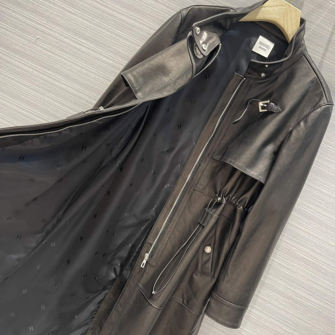 Hermes Women's Fashion Clothing Sheepskin Long Trench Coat H33258