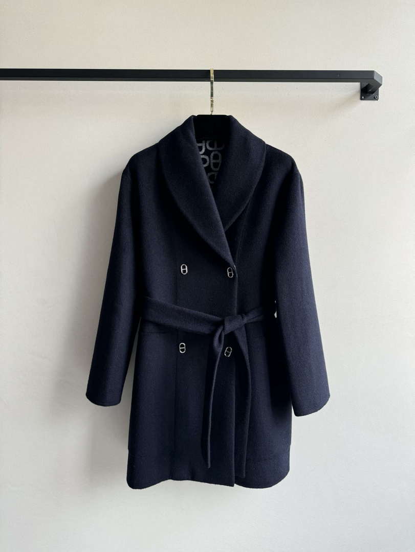 Hermes Women's Fashion Mid-length double-faced wool coat H33421