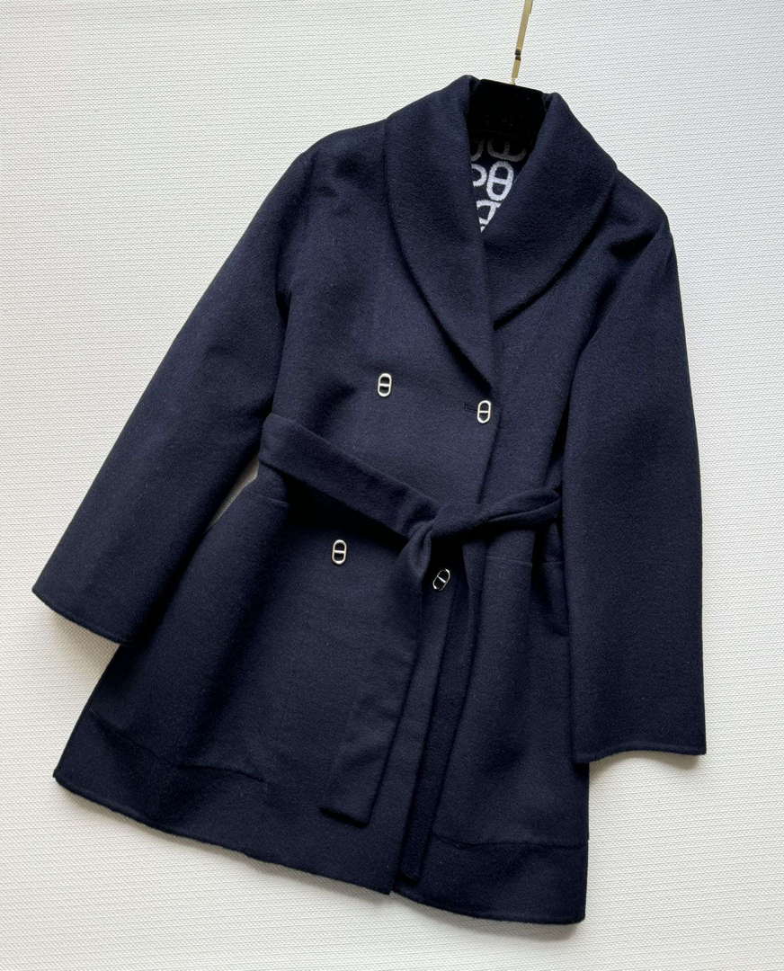 Hermes Women's Fashion Mid-length double-faced wool coat H33421