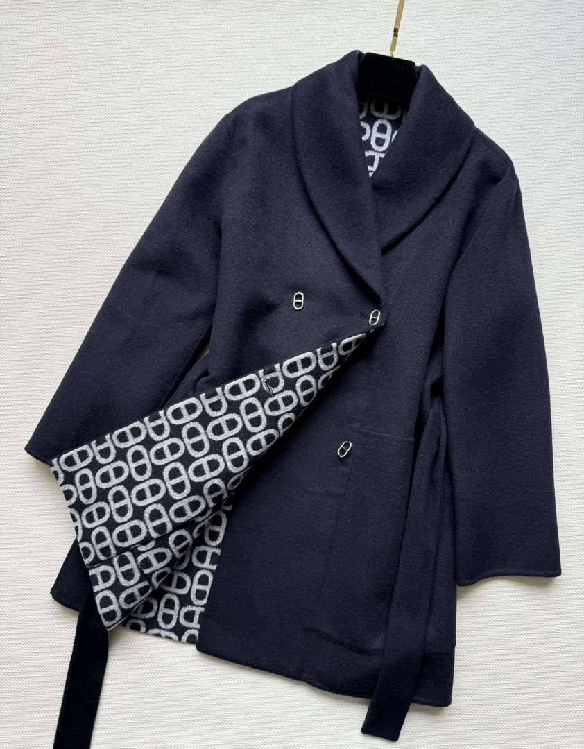 Hermes Women's Fashion Mid-length double-faced wool coat H33421