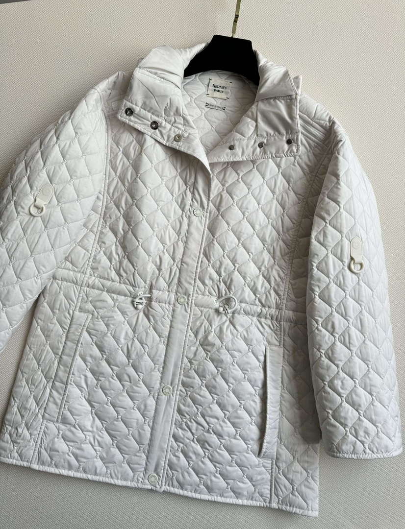 Hermes Women's Fashion Waisted diamond quilted jacket H33422 - S - View 2