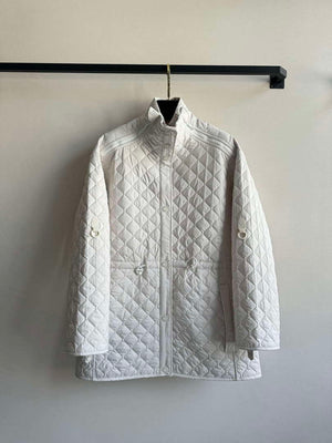 Hermes Women's Fashion Waisted diamond quilted jacket H33422 - S - View 3